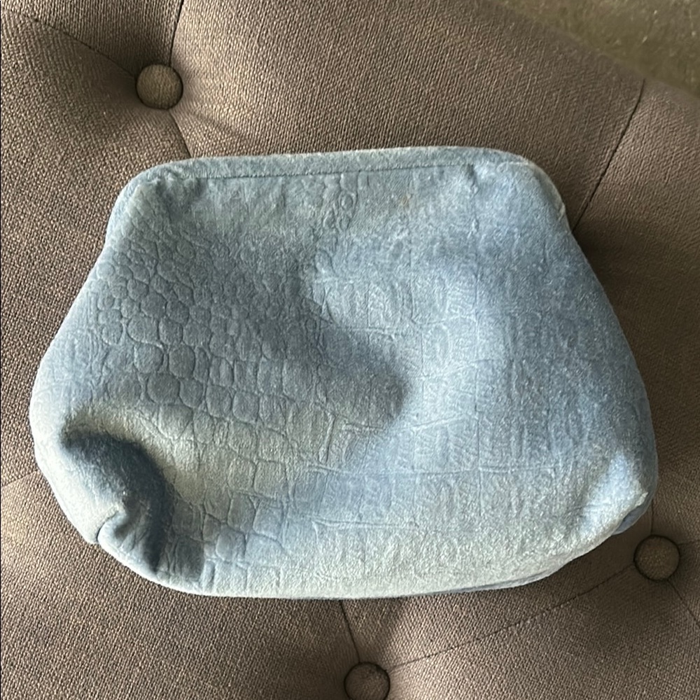 Anthropologie Pale Blue Croc-Embossed Wristlet Clutch